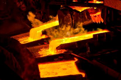 Smelting process at the Atlantic Copper plant in Huelva.