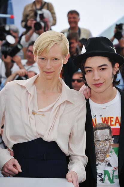 Tilda Swinton and Ezra Miller at the 2011 Cannes Film Festival premiere of 'We Need to Talk About Kevin,' the film that made Miller a teen star.