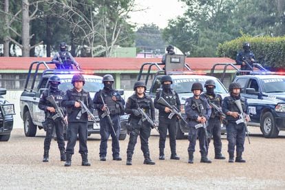 A State Police patrol in Comitán de Domínguez, Chiapas