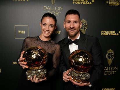 Aitana Bonmatí and Lionel Messi won the Ballon d'Or. Paris, October 30, 2023.