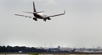 A Ryanair plane prepares to land at Valencia&#039;s Manises airport.