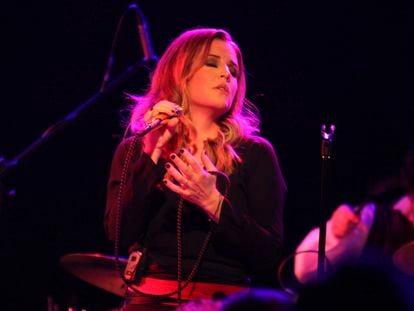 Lisa Marie Presley performs during her Storm & Grace tour on June 20, 2012, at the Bottom Lounge in Chicago.