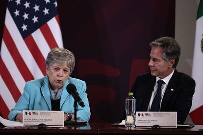 Mexican Foreign Minister Alicia Bárcena and US Secretary of State Antony Blinken; October 5, 2023; Mexico City.
