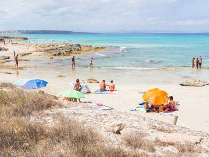 A beach in Formenta, a big tourist spot.