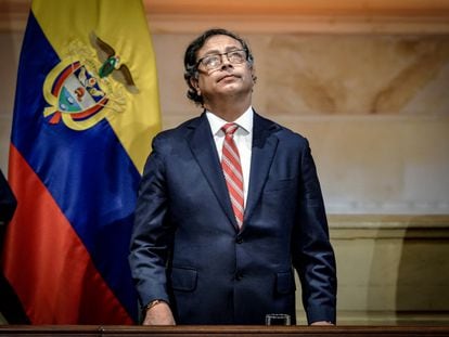 Colombian President Gustavo Petro during the opening of a new legislative session of Congress