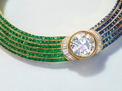 A diamond, sapphire and emerald necklace by Bulgari is one of the items to be auctioned by Christie's.