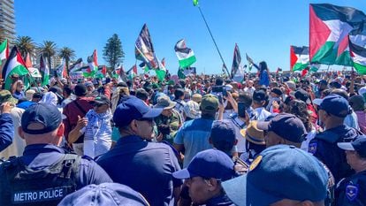 Pro-Palestinian protesters at a Gaza ceasefire rally in Cape Town in December.