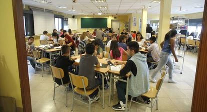Students at a secondary school in Madrid.