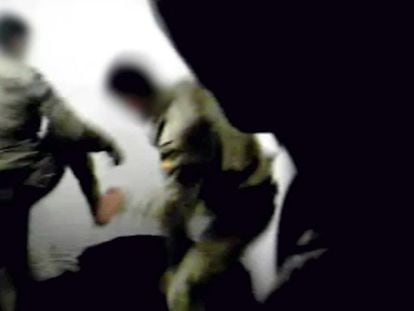 Footage of soldiers beating detainees at Diwaniya in 2004.