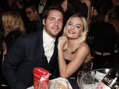 Tom Ackerley and Margot Robbie at the 77th Annual Golden Globe Awards held at the Beverly Hilton Hotel on January 5, 2020.