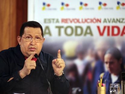 President Ch&aacute;vez announces a campaign to curb violence in Venezuela last June.