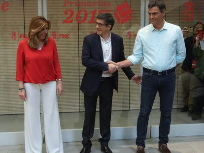Susana Díaz, Patxi López and Pedro Sánchez.