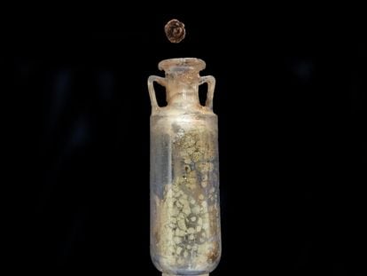 A solidified Roman-era perfume found in Carmona, in the Spanish province of Seville, by the research team at the University of Córdoba.