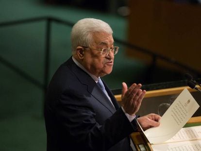 Mahmoud Abbas, speaking at the UN General Assembly last September.
