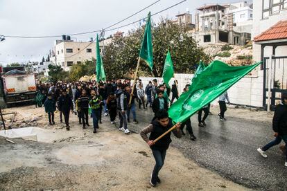 Demonstration for the death of Saleh al-Arouri through the streets of his town, Arura, on January 3.