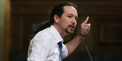 Pablo Iglesias speaking in Congress.