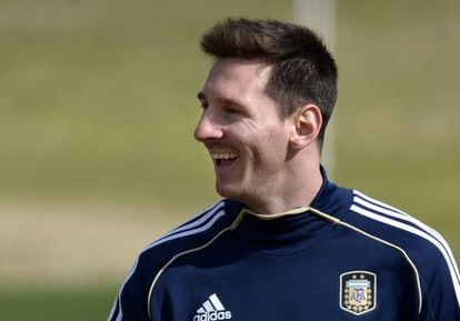 Lionel Messi during a training session with the Argentina squad in Ezeiza, Buenos Aires, on Tuesday.