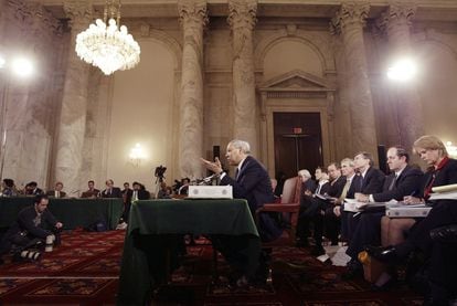 US Secretary of State Colin Powell addressing the Senate in February 2003.