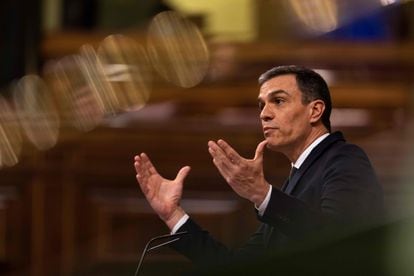Spain's Prime Minister Pedro Sanchez during today's session in Congress.
