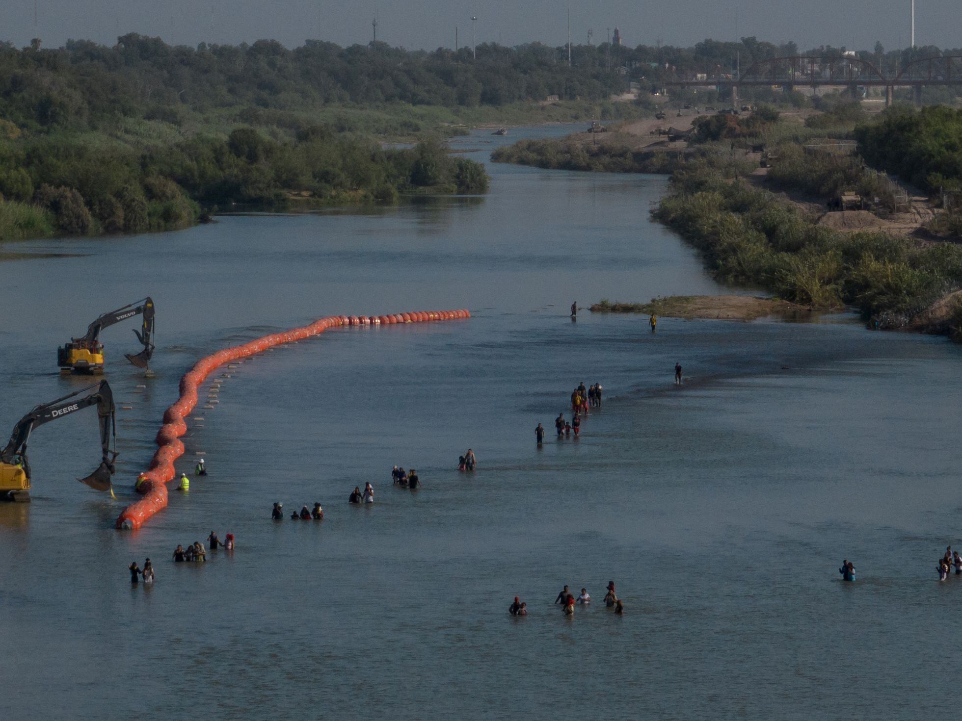 A judge will consider if Texas can keep its floating barrier to