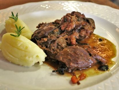 Foal meat dish served at Hotel Calixtó in Spain's Catalonia region.