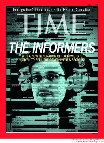 A 'Time' cover dedicated to Edward Snowden, Aaron Swartz and Chelsea Manning (then known as Bradley Manning).