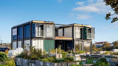 Shipping container homes in Fredericia, Denmark.