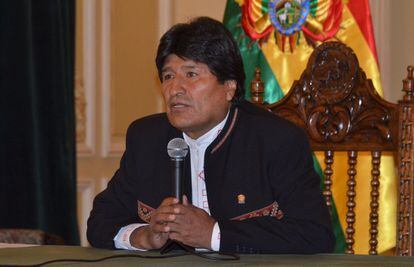 Evo Morales at a press conference on Monday.
