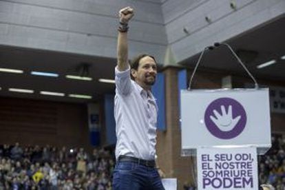 Pablo Iglesias at a rally in Barcelona in December..