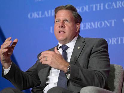 FILE - New Hampshire Gov. Chris Sununu takes part in a panel discussion during a Republican Governors Association conference, Nov. 15, 2022, in Orlando, Fla. Sununu, who considered but decided against runs for president and the U.S. Senate, said Wednesday, July 19, 2023, that he will not seek reelection in 2024. (AP Photo/Phelan M. Ebenhack, File)