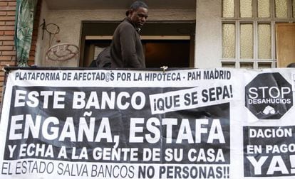 A protest action in Madrid against evictions.
