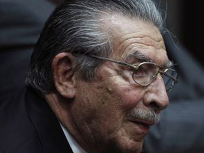 Ríos Montt sits in court on Tuesday.