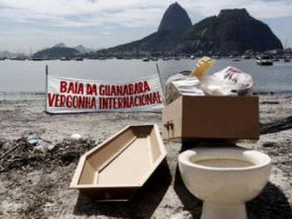 A protest against the pollution in Guanabara Bay.