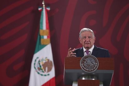 Mexican President Andrés Manuel López Obrador at his news conference on Tuesday. 