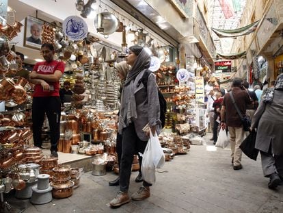 Iranians shop at the Tajrish bazaar in Tehran, Iran, on August 21, 2023.