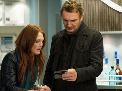 Julianne Moore and Liam Neeson in Jaume Collet-Serra's 'Non-Stop'.