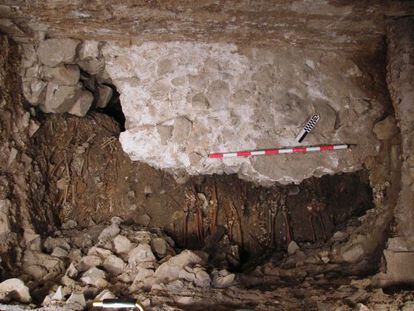 An overview of the pit excavated in the Basilica of Sant Just i Pastor.