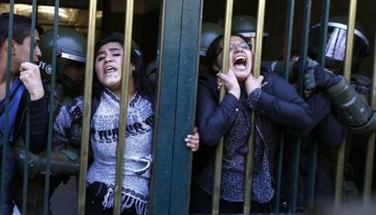 Protesting students arrested in Santiago de Chile.