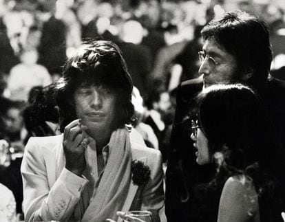 Mick Jagger, John Lennon and May Pang, in 1974.