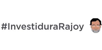 The Rajoy emoji and hashtag #investiduraRajoy.