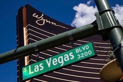 The Wynn Las Vegas resort stands over the Las Vegas strip, July 26, 2023, in Las Vegas