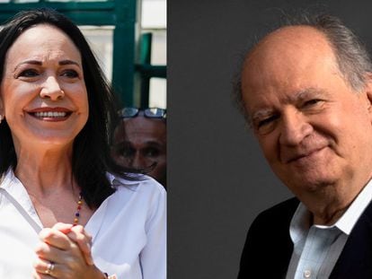 María Corina Machado in Venezuela, in January 2024, and Carlos Blanco, in an image from social media.