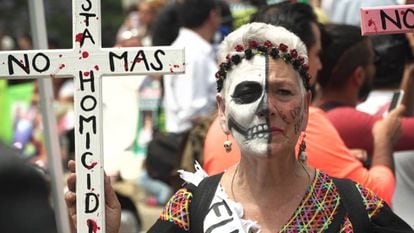 Women protest in Mexico City on Mother's Day.