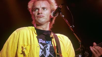 Sting at a The Police concert on September 17, 1983, in Augsburg, Germany.