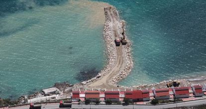 Landfill work underway on the Gibraltar coast.
