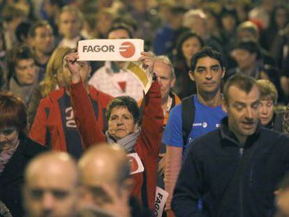 Fagor employees at a demonstration in Mondragón against job cuts at the appliance maker.