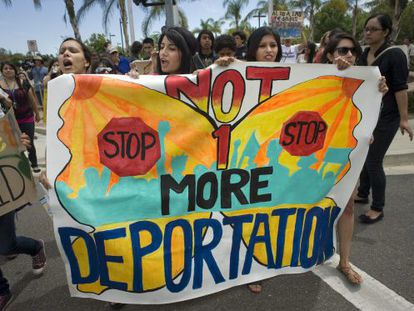 A protest against US immigration policy in California.