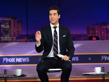 Jesse Watters gestures during the 2022 FOX Nation Patriot Awards at Hard Rock Live at the Seminole Hard Rock Hotel and Casino Hollywood in Hollywood, Florida, in 2022.