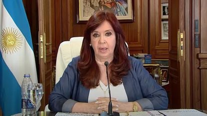 Cristina Fernández de Kirchner during her speech on Tuesday.