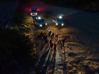 Migrants intercepted by US Border Patrol in Roma, Texas.